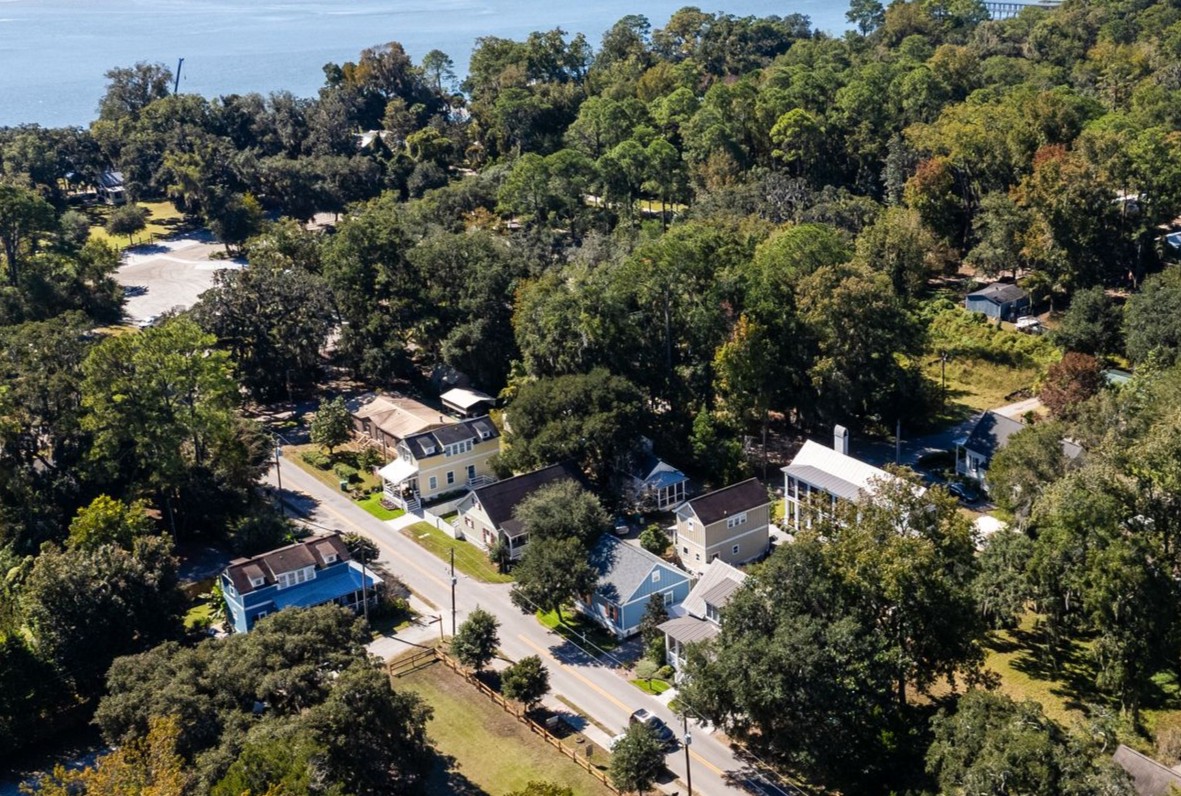 Aerial view from lot to river
